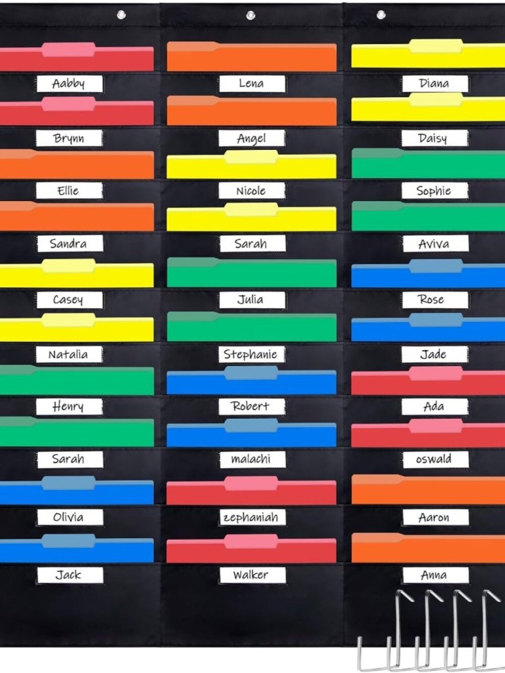 Storage Pocket Chart 30 Pockets Hanging with 5 Hangers